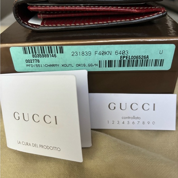 Gucci Wallet Large GG logo Canvas & Leather in Red - Picture 5 of 11